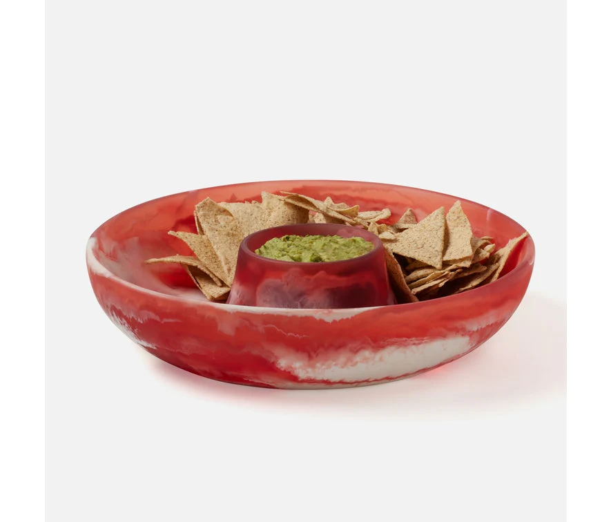 Blue Pheasant Hugo Swirled Resin Chip And Dip Bowl - Berry - Image 4